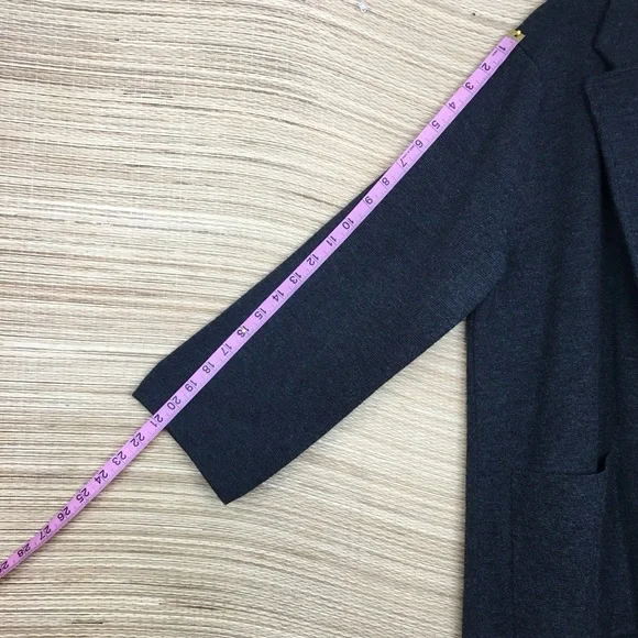 J.CREW Open-Front Merino Wool Blazer Sweater Jacket In Charcoal Size L - Picture 8 of 12
